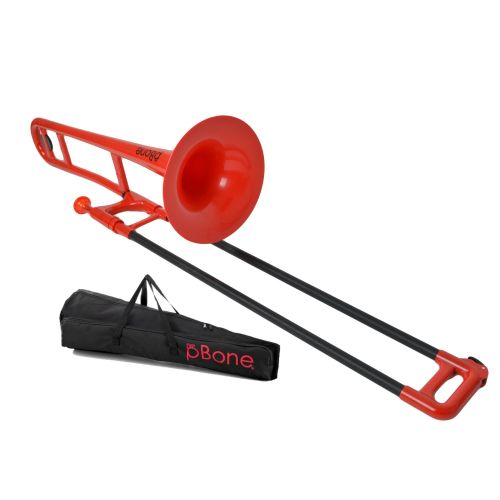 pBone Jiggs plastic Bb Tenor Trombone w/ carrying bag - Red
